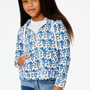 Roller Rabbit Girls Monkey Harley Zip Up Hoodie Casual Lounge Preppy - 10